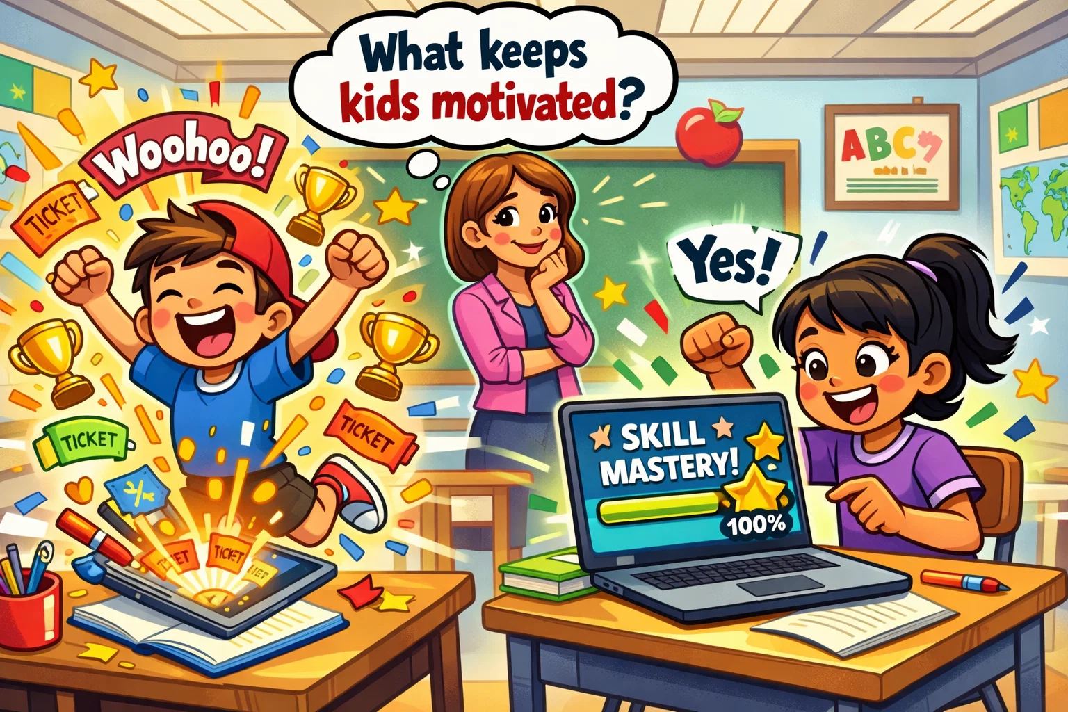 ABCmouse vs IXL engagement and motivation factors with rewards and skill mastery.