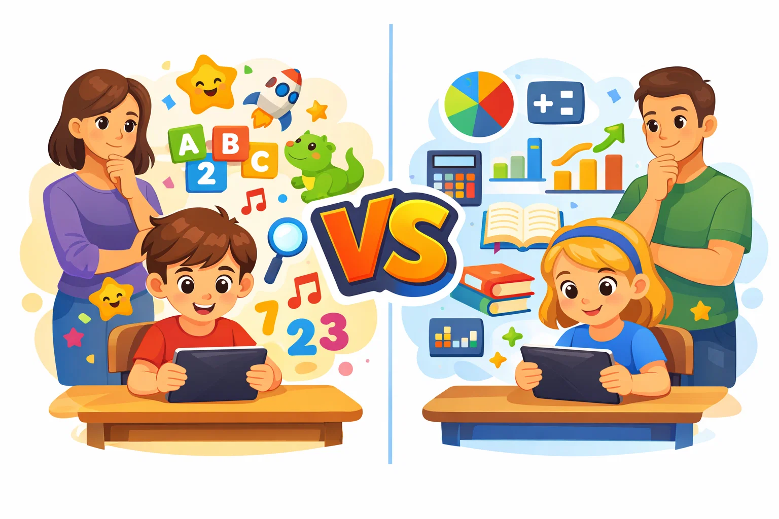 ABCmouse vs Khan Academy complete comparison for kids learning on tablets.