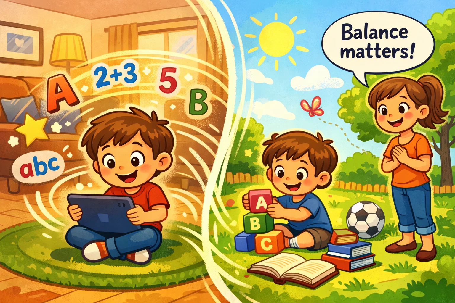 ABCmouse vs Lingokids screen time balance between app learning and real play.
