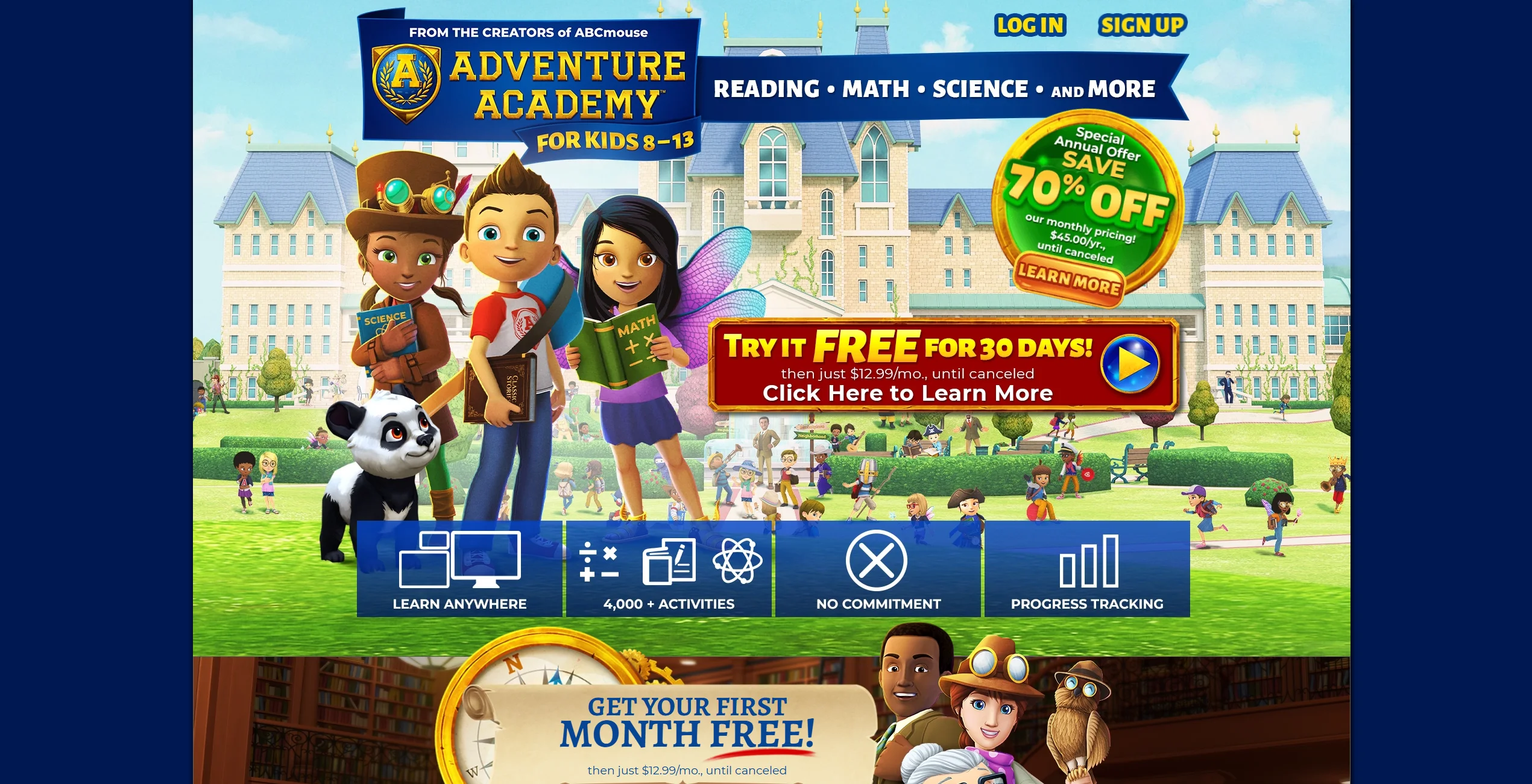 Adventure Academy Web Screenshot.
