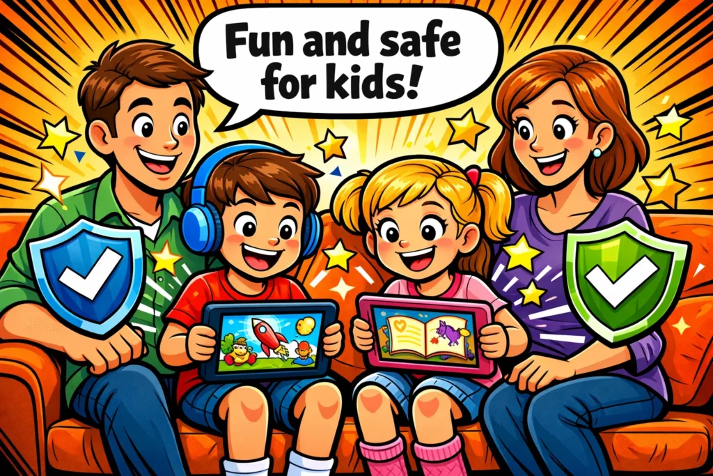 Amazon Kids Plus review showing safe and fun content for kids at home.