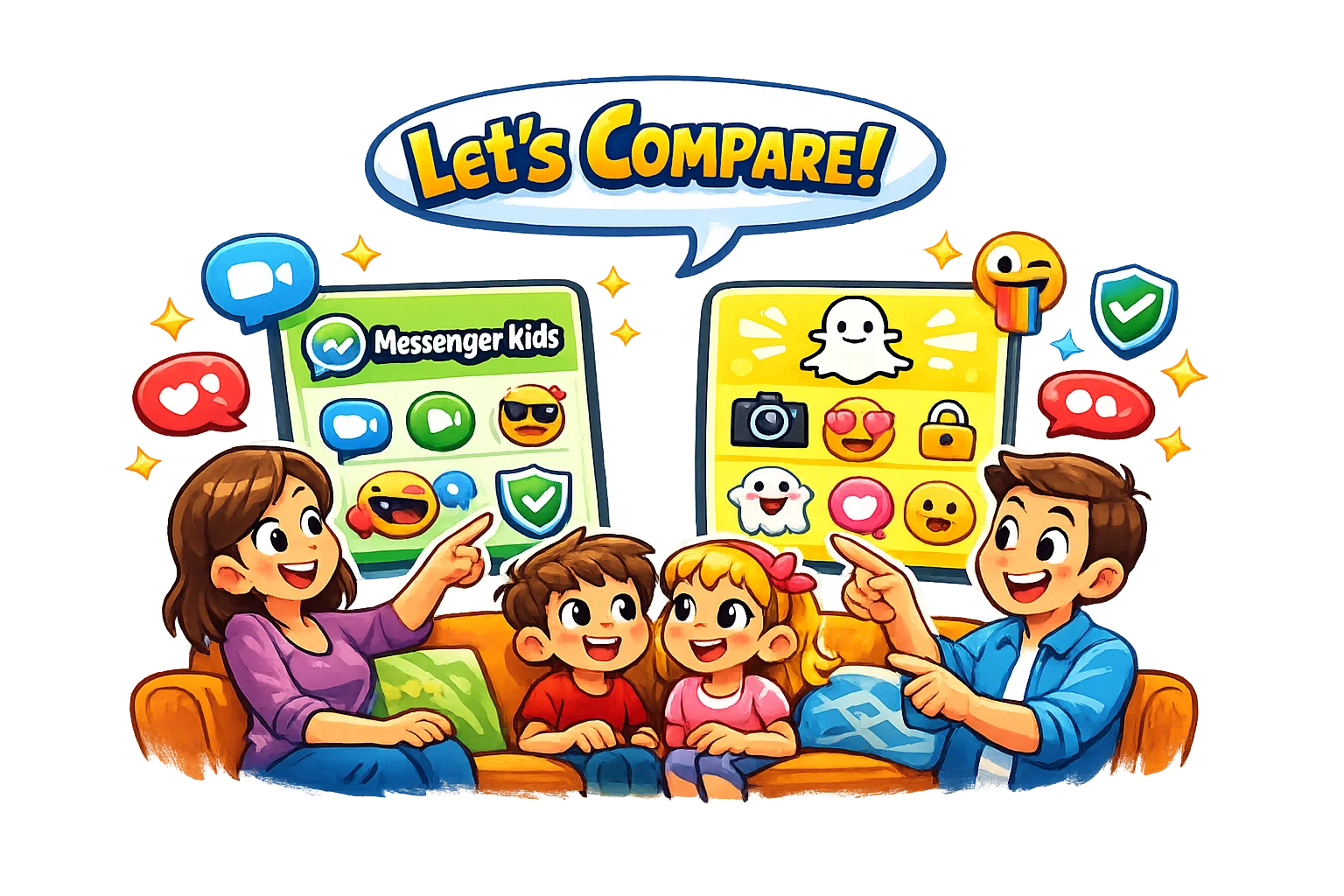  Apps overview for families children messaging comparison on smartphones.
