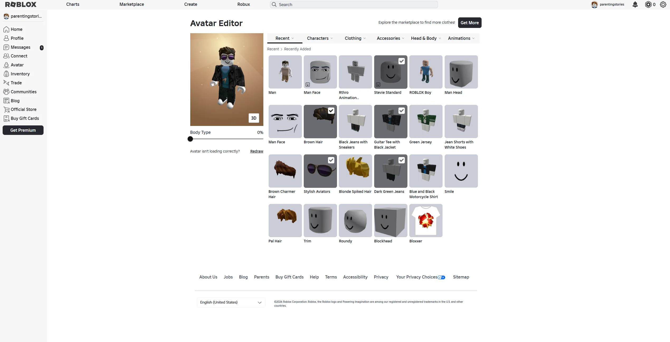  Screenshot of avatar editor
