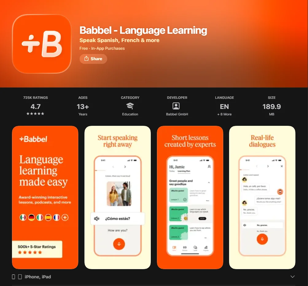 Screenshot of Babbel
