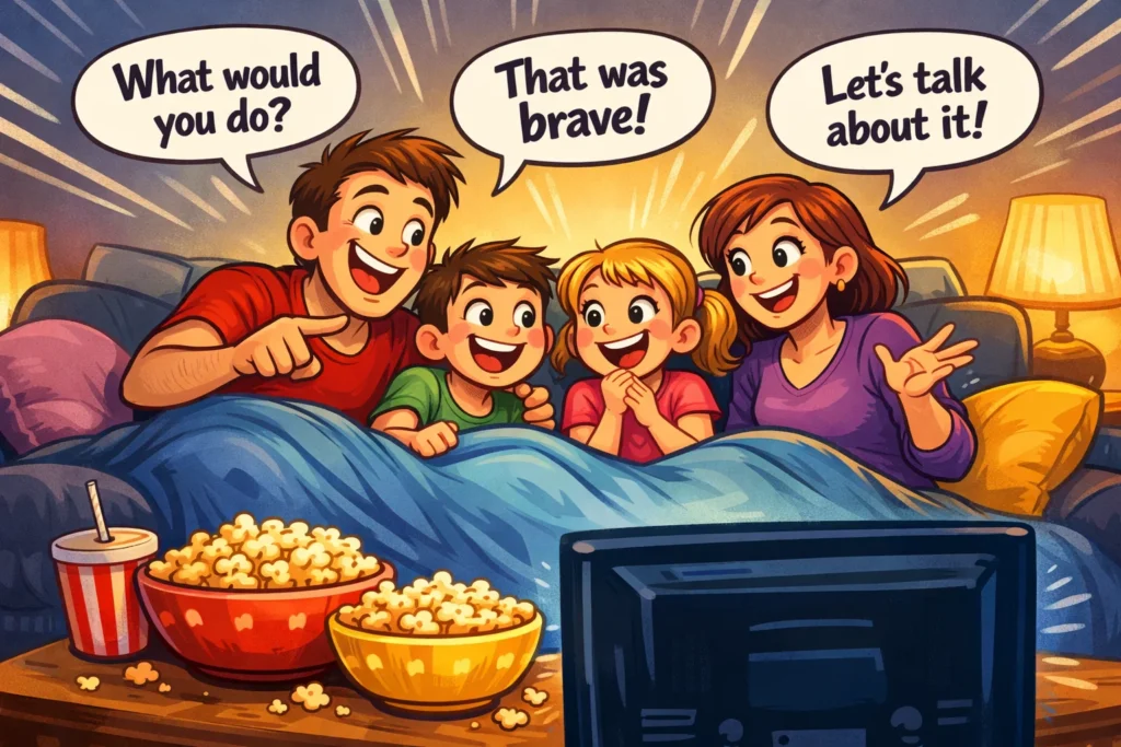 Best family movies spark conversations during cozy family movie night at home.