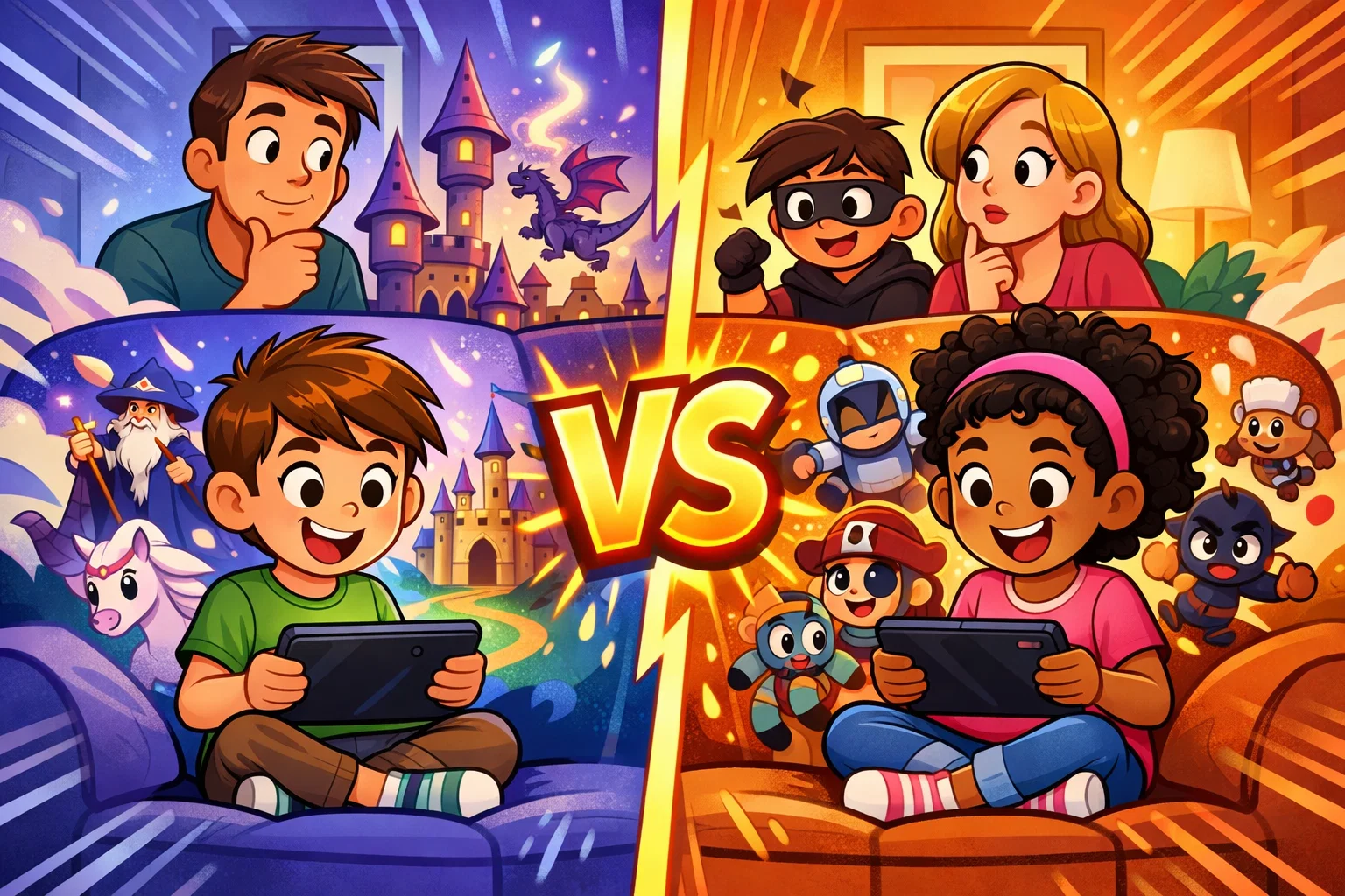 Disney Plus kids vs Netflix kids comparison 2026 on family TV screen.