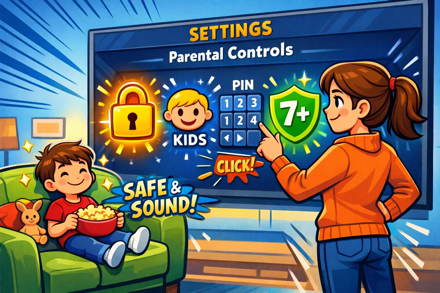  Disney Plus parental controls with kids profile, PIN, and safe viewing settings.

