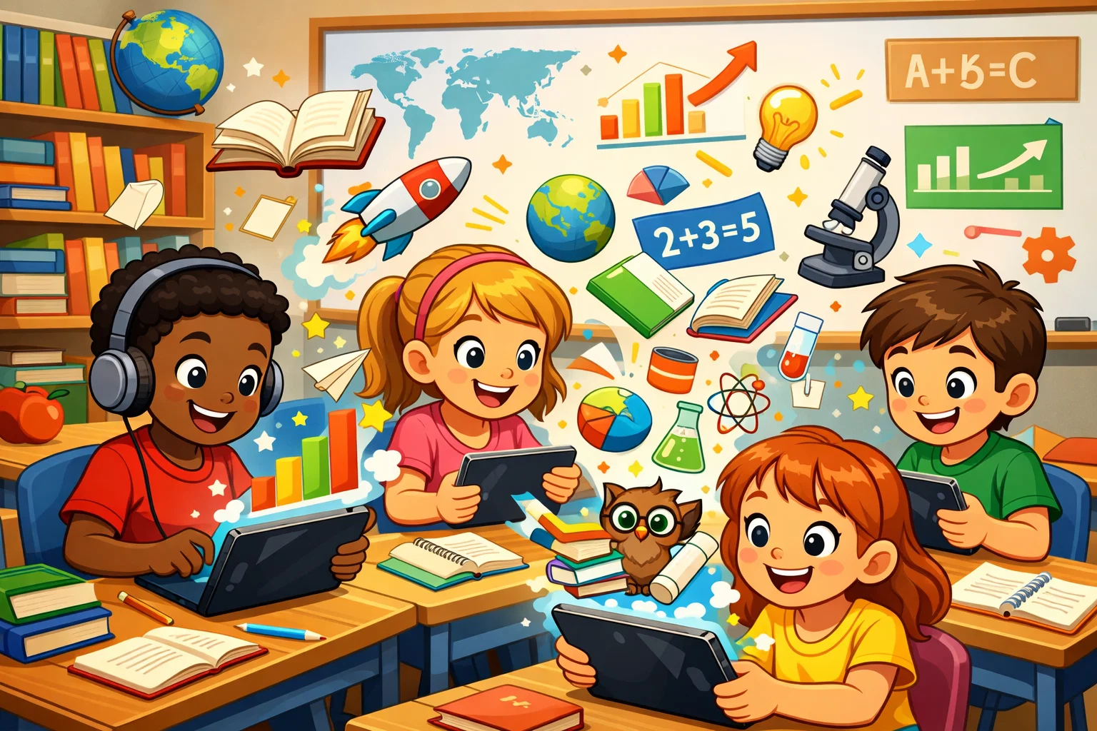 Educational value comparison of Epic and Lexia Core5, showing kids learning.
