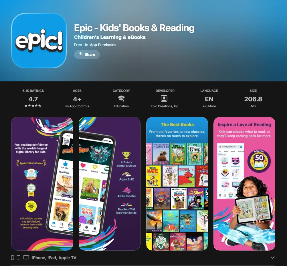 Epic App Screenshot.