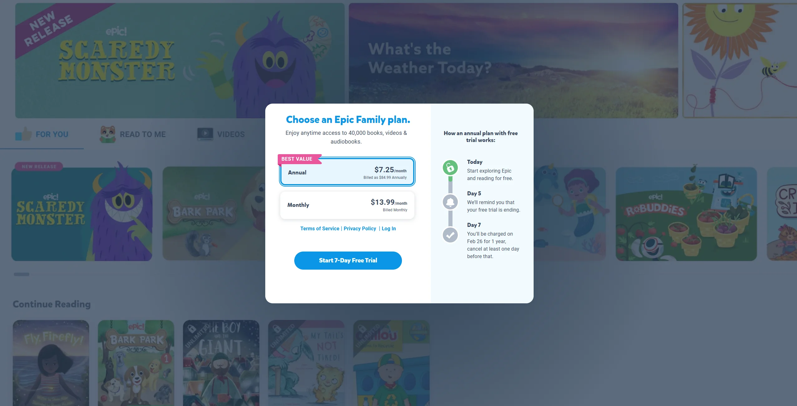 Epic Free Trial Screenshot.