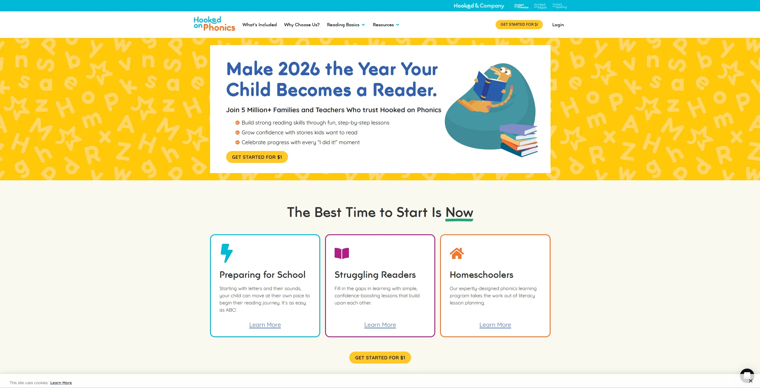 Hooked on Phonics Web Screenshot. 
