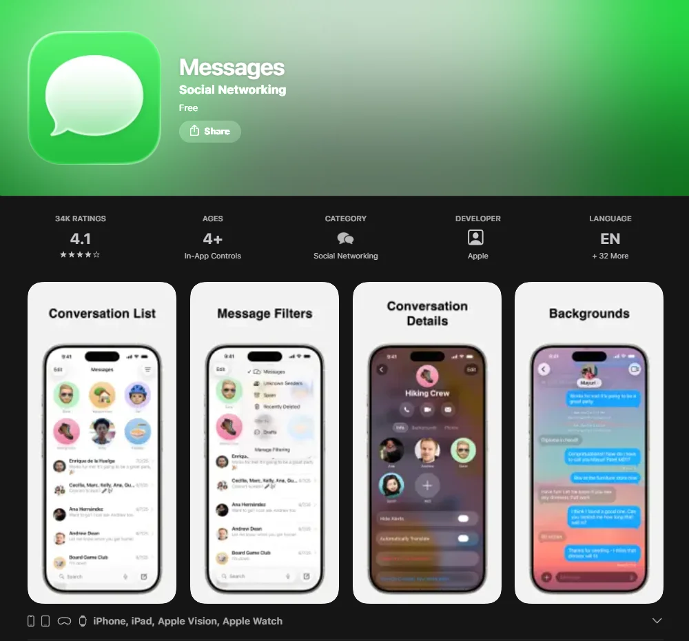 Screenshot of iMessage
