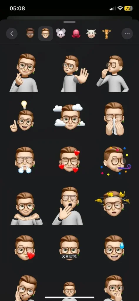 Screenshot of memojis