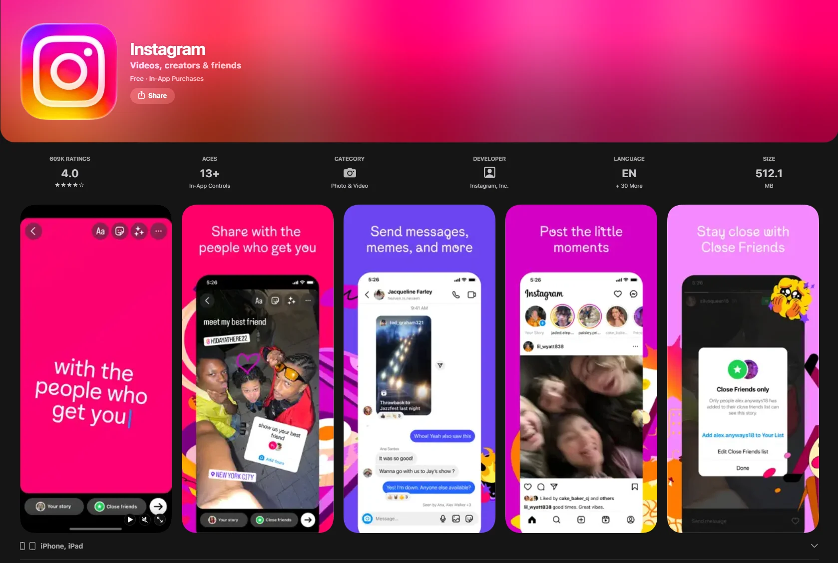Instagram App Screenshot. 
