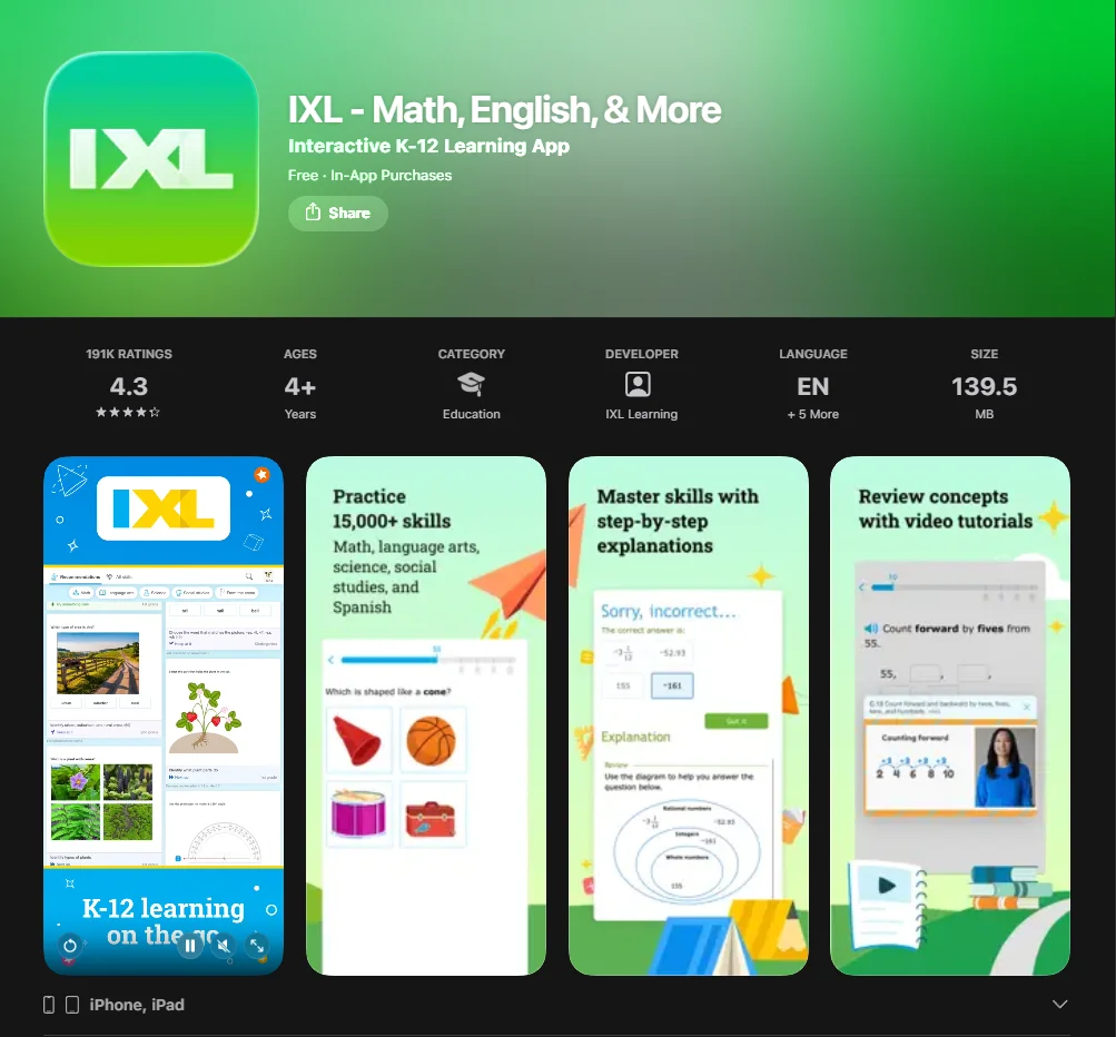  IXL App Screenshot. 
