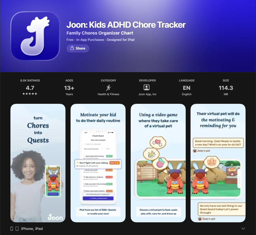 Screenshot of Joon App
