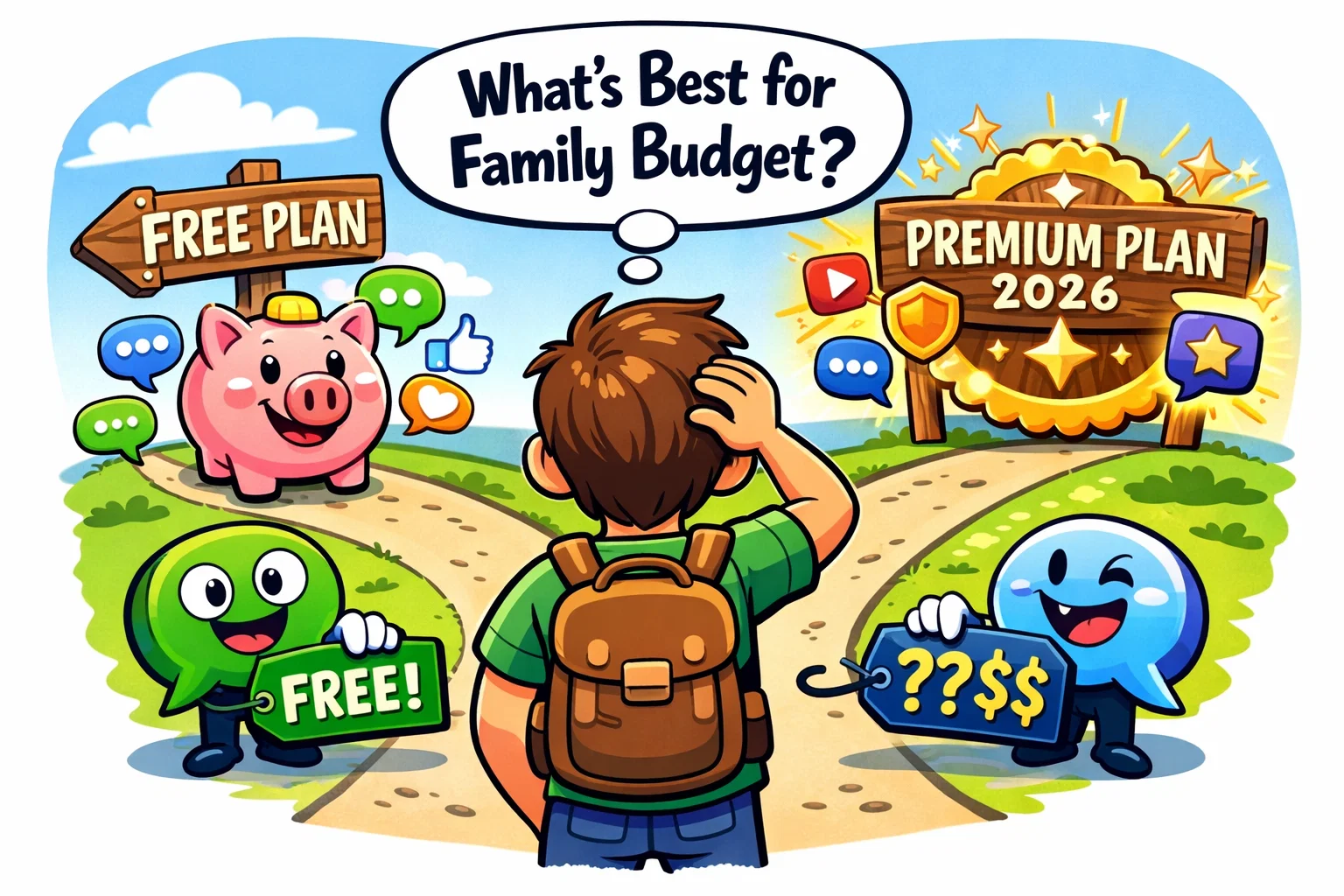 JusTalk Kids vs Messenger Kids pricing comparison 2026 with free and premium plans.
