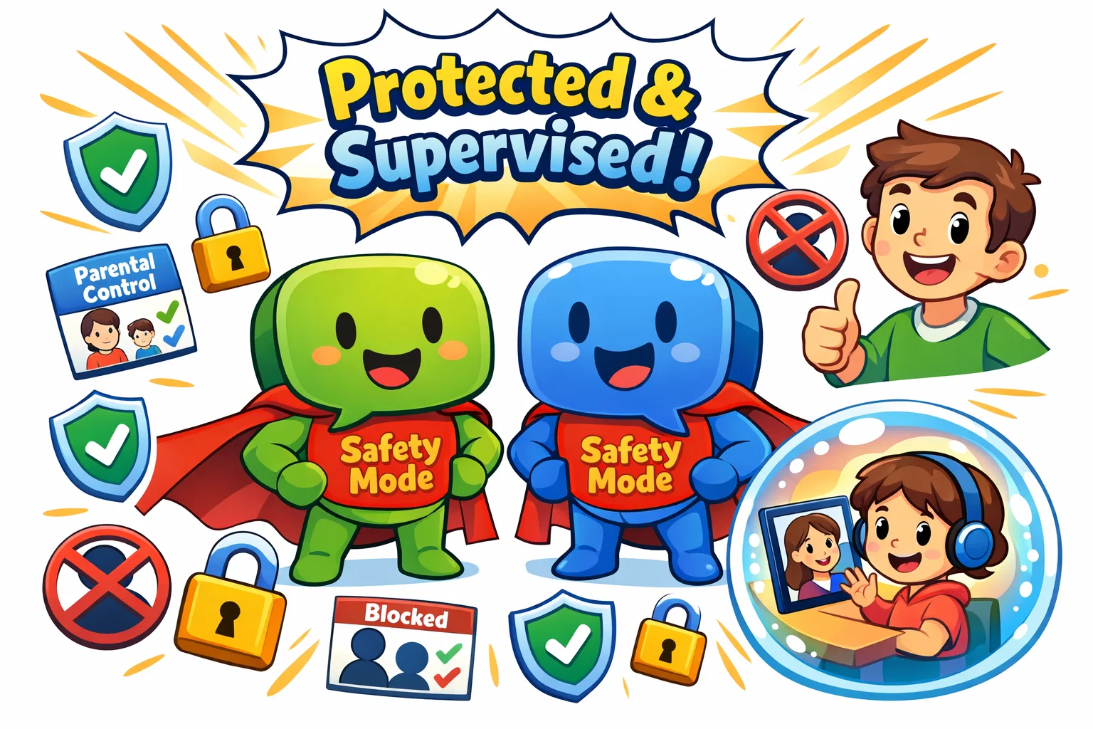 JusTalk Kids vs Messenger Kids safety features with parental controls and privacy tools.
