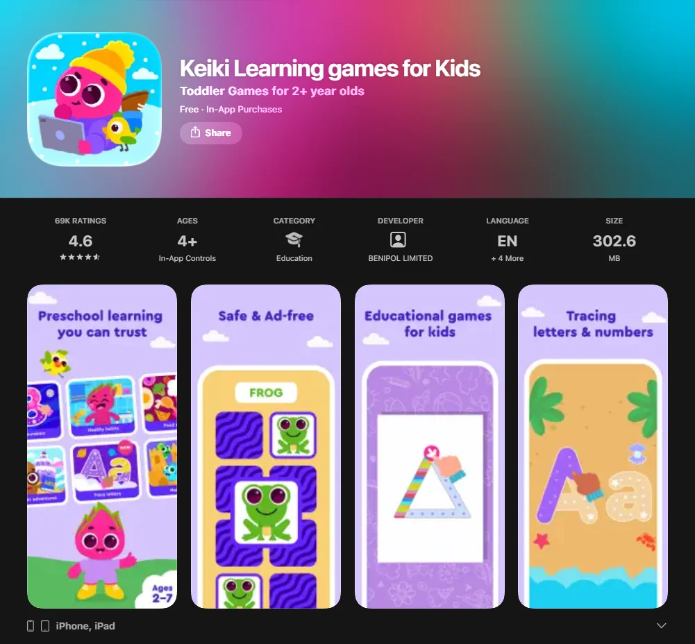 Screenshot of Keiki App
