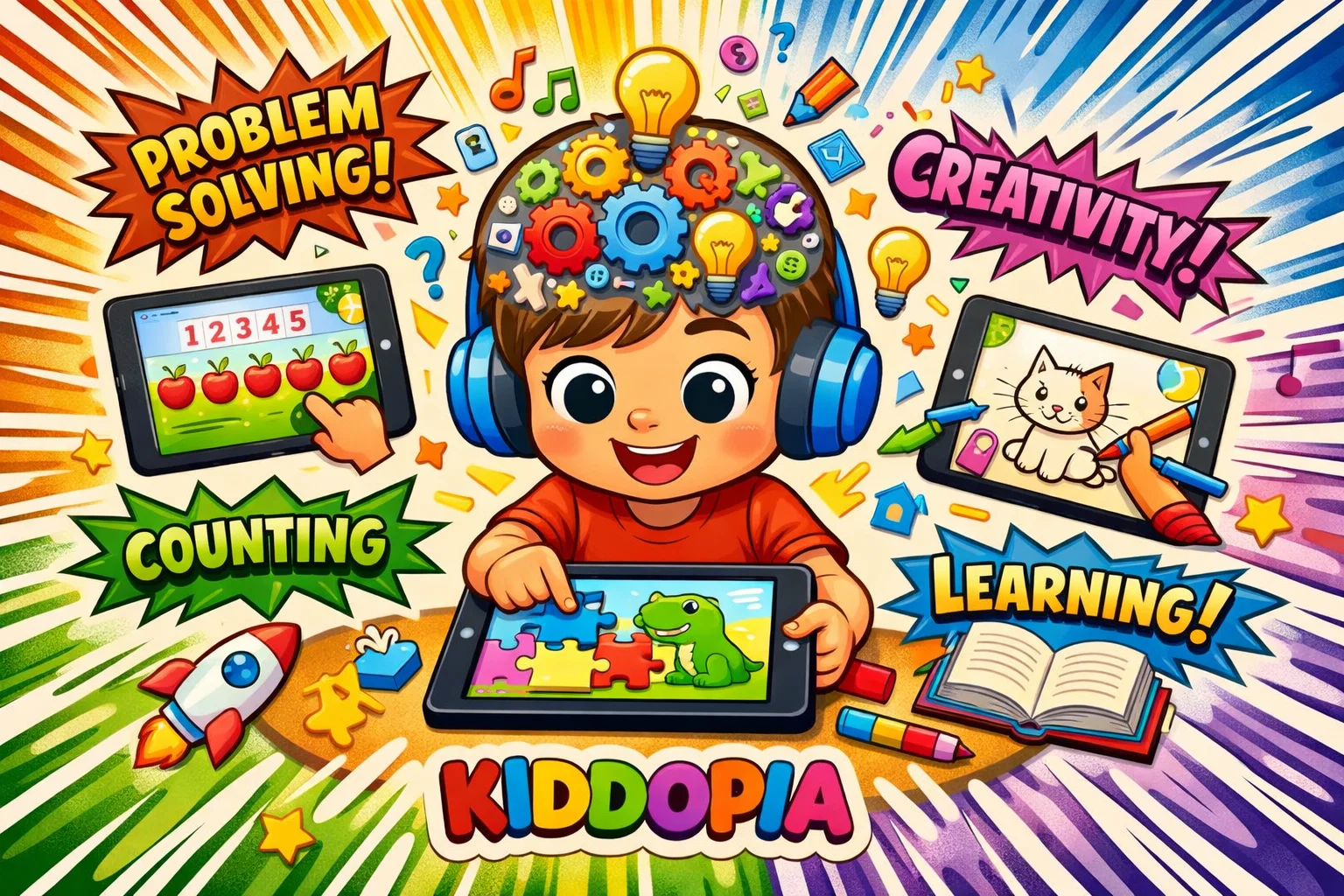  Child engaged in Kiddopia activities, demonstrating positive impact on child development.
