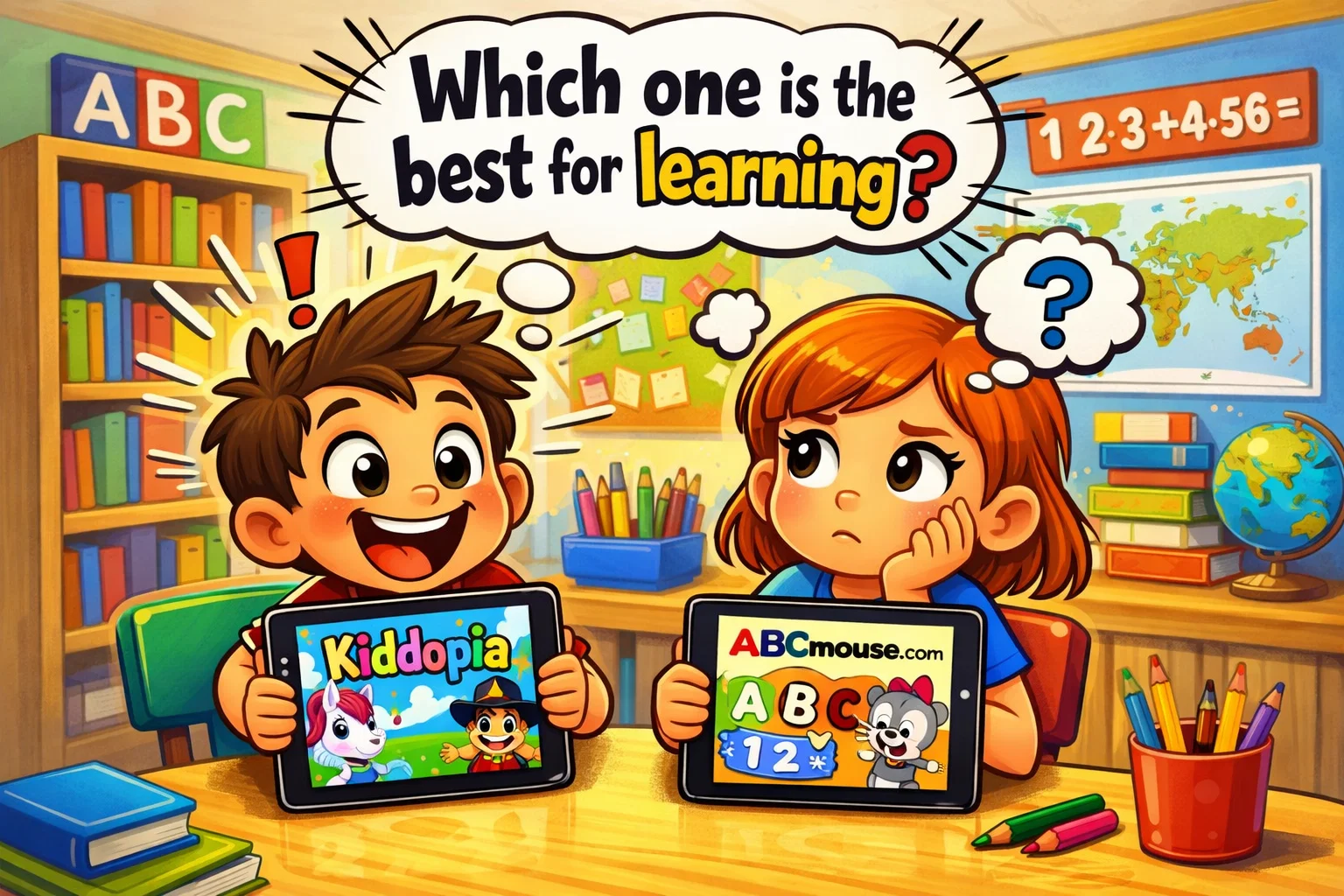 Kiddopia vs ABCmouse comparison showing key features and differences for educational apps.