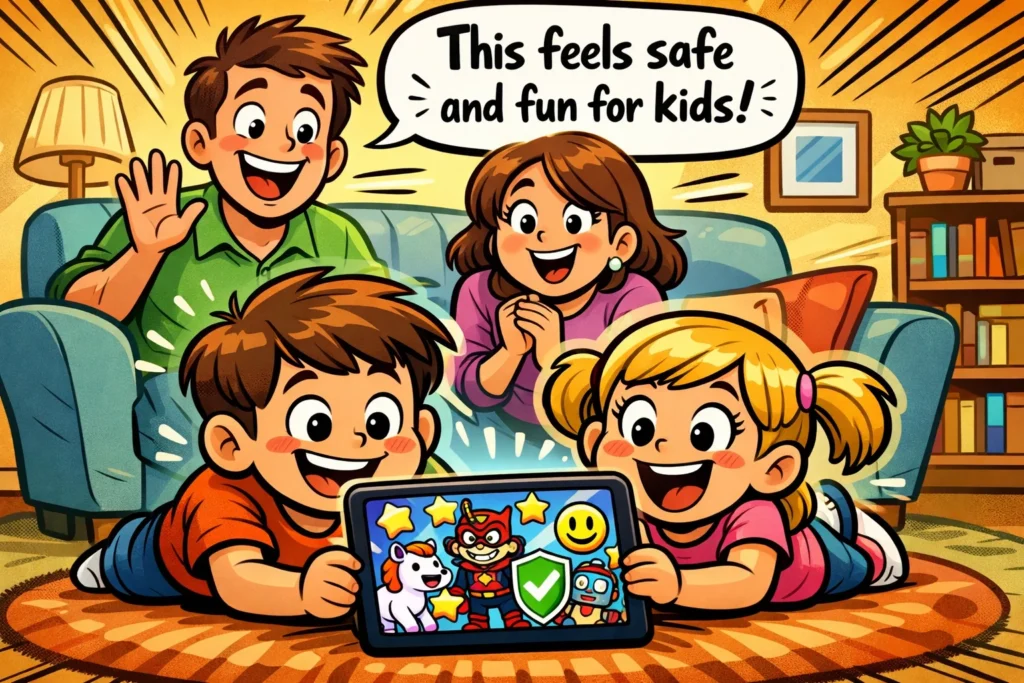 Kidoodle TV review showing safe for kids family watching at home.