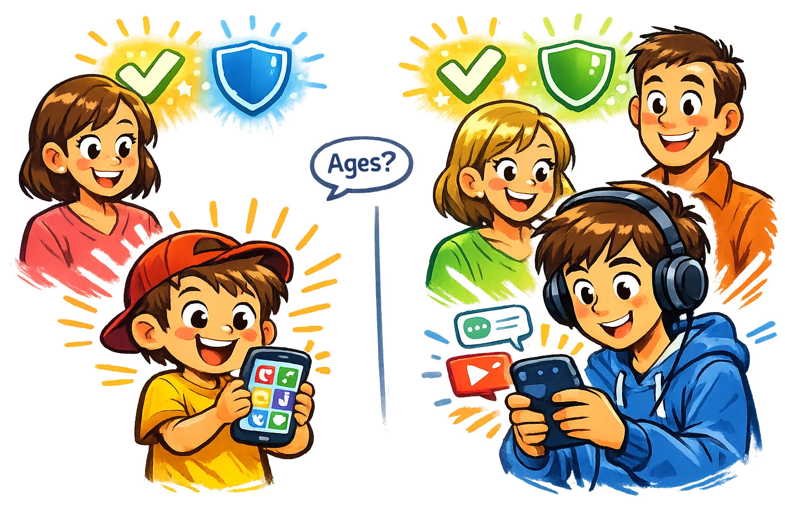 Kinzoo vs JusTalk Kids age suitability for younger and older children.
