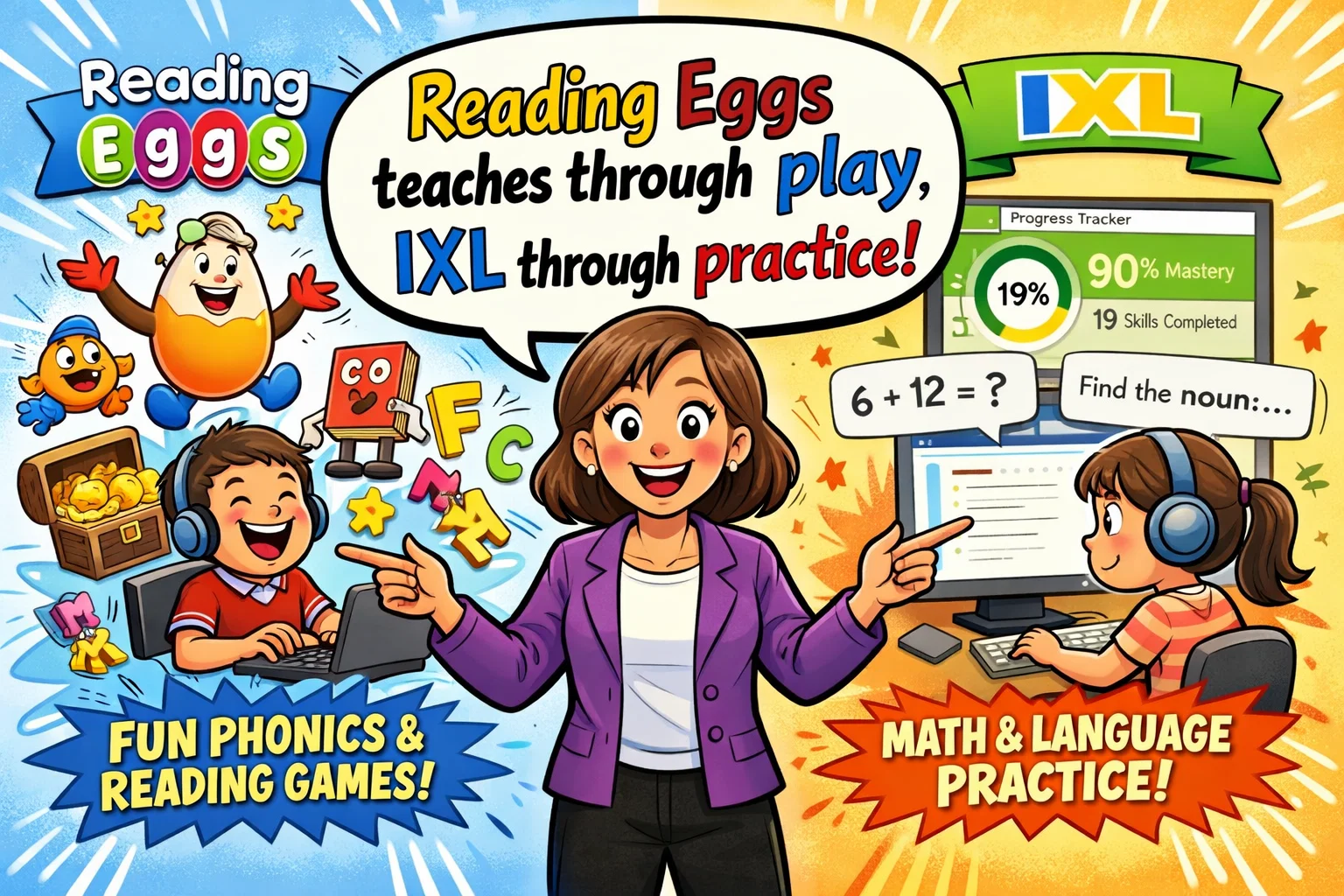  Learning approaches of Reading Eggs and IXL explained in a classroom setting.
