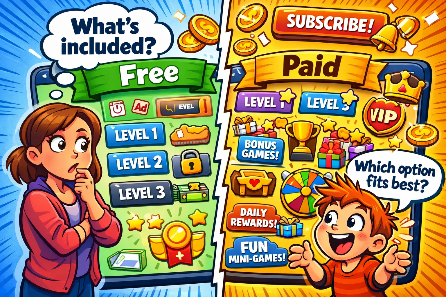 LogicLike free version paid version pricing comparison for kids learning app.
