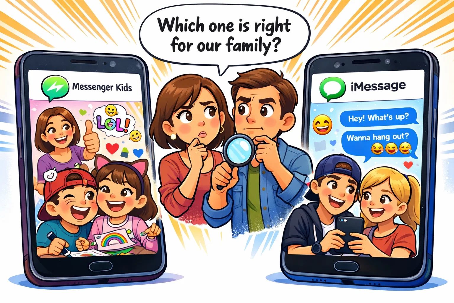 Messenger Kids vs iMessage comparison for parents choosing messaging apps for children.