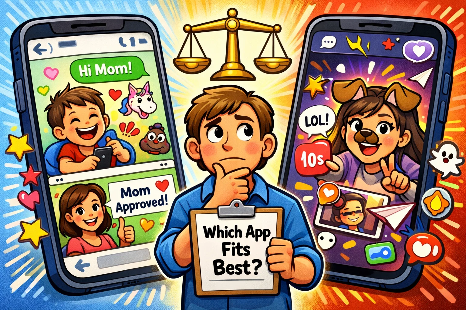 Messenger Kids vs Snapchat parent comparison of messaging apps for kids.