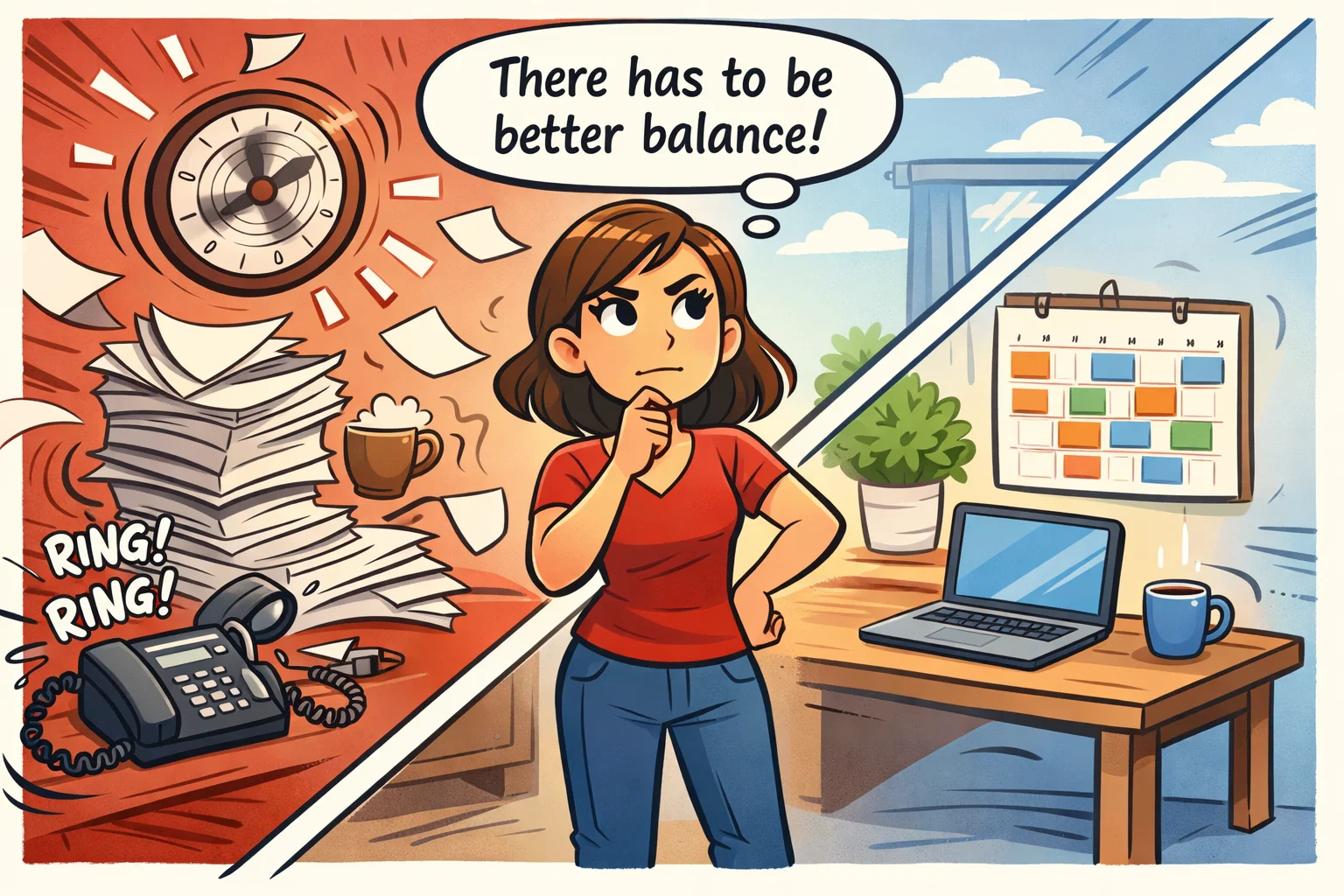  Modern career reality for mothers managing work pressure and flexible schedule.
