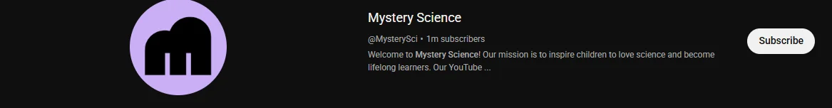 Screenshot of Mystery Science
