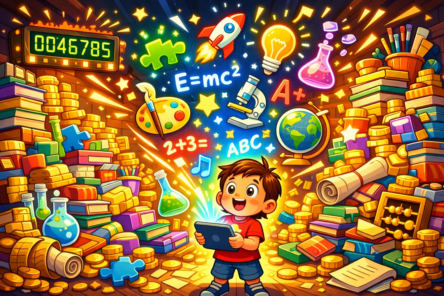 Number of activities comparison with books games and learning icons.
