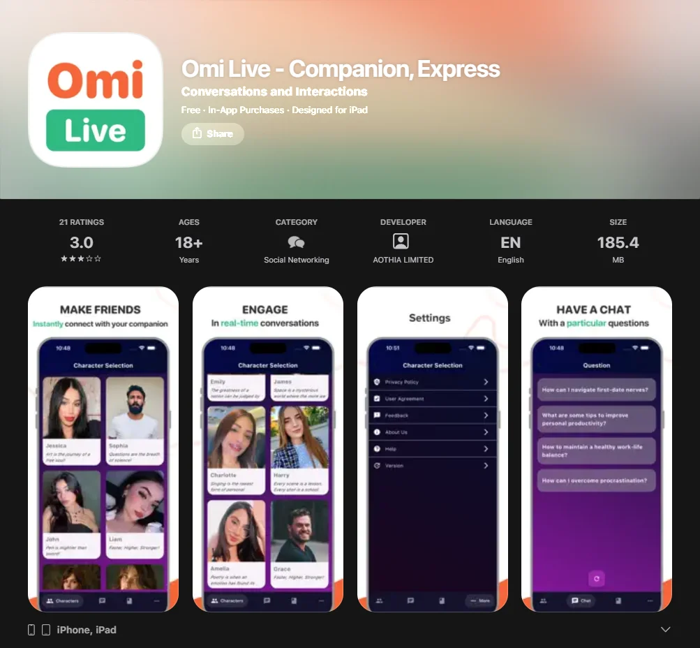 Screenshot of OmeTV