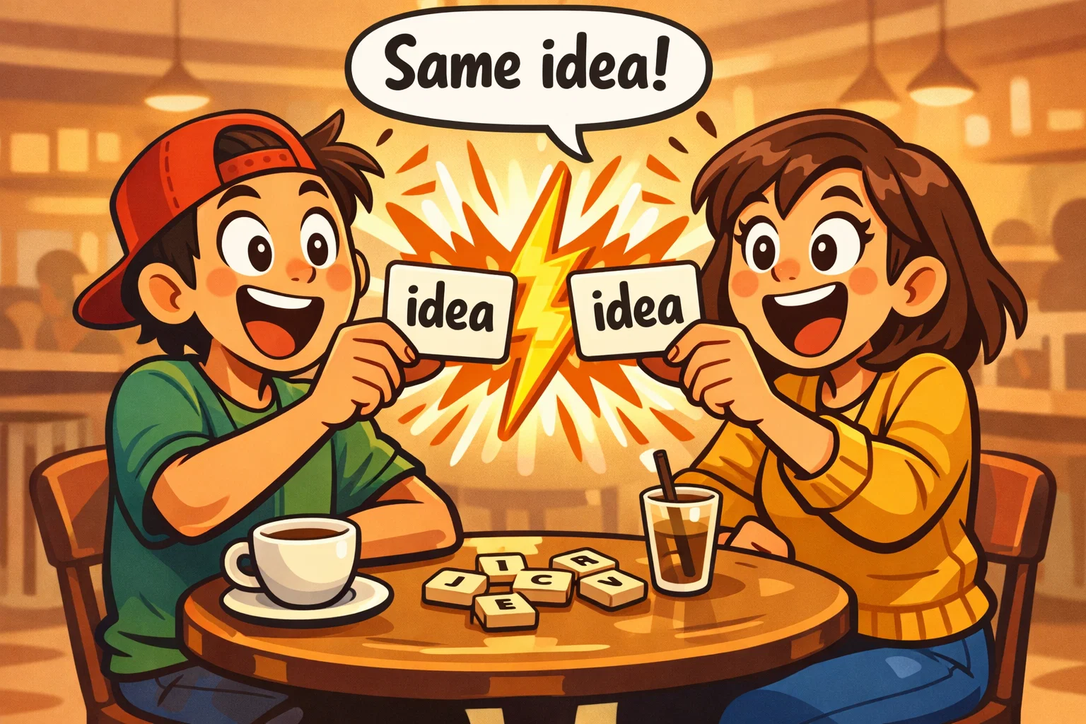 Party word game alternative to Say The Same Thing with excited players.
