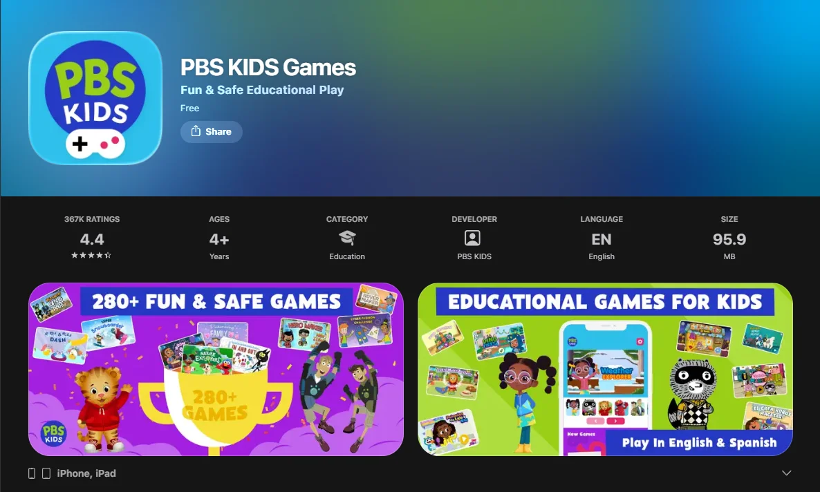 PBS Kids Games App Screenshot.