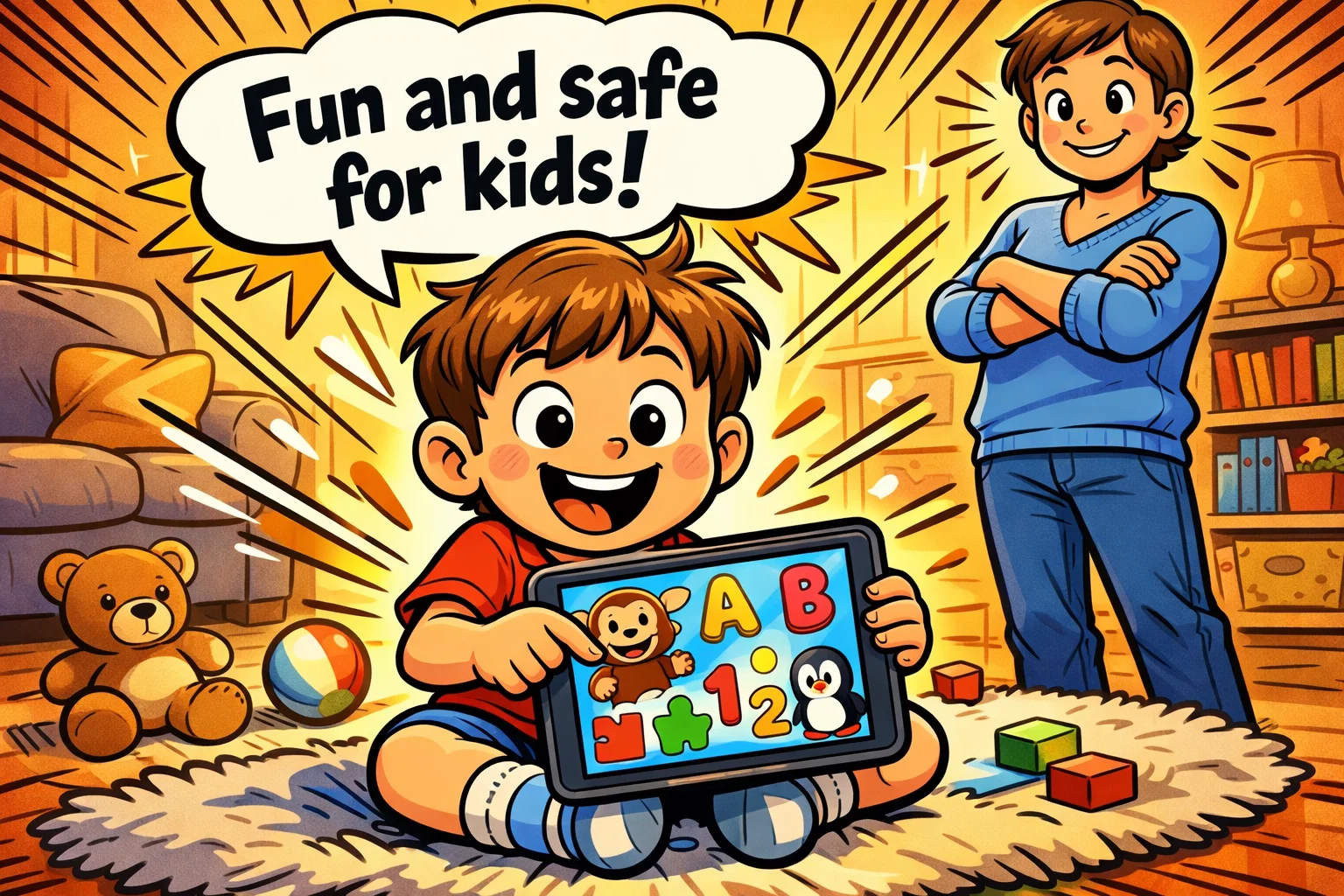 PBS Kids Games review safe for kids with child playing educational game at home.