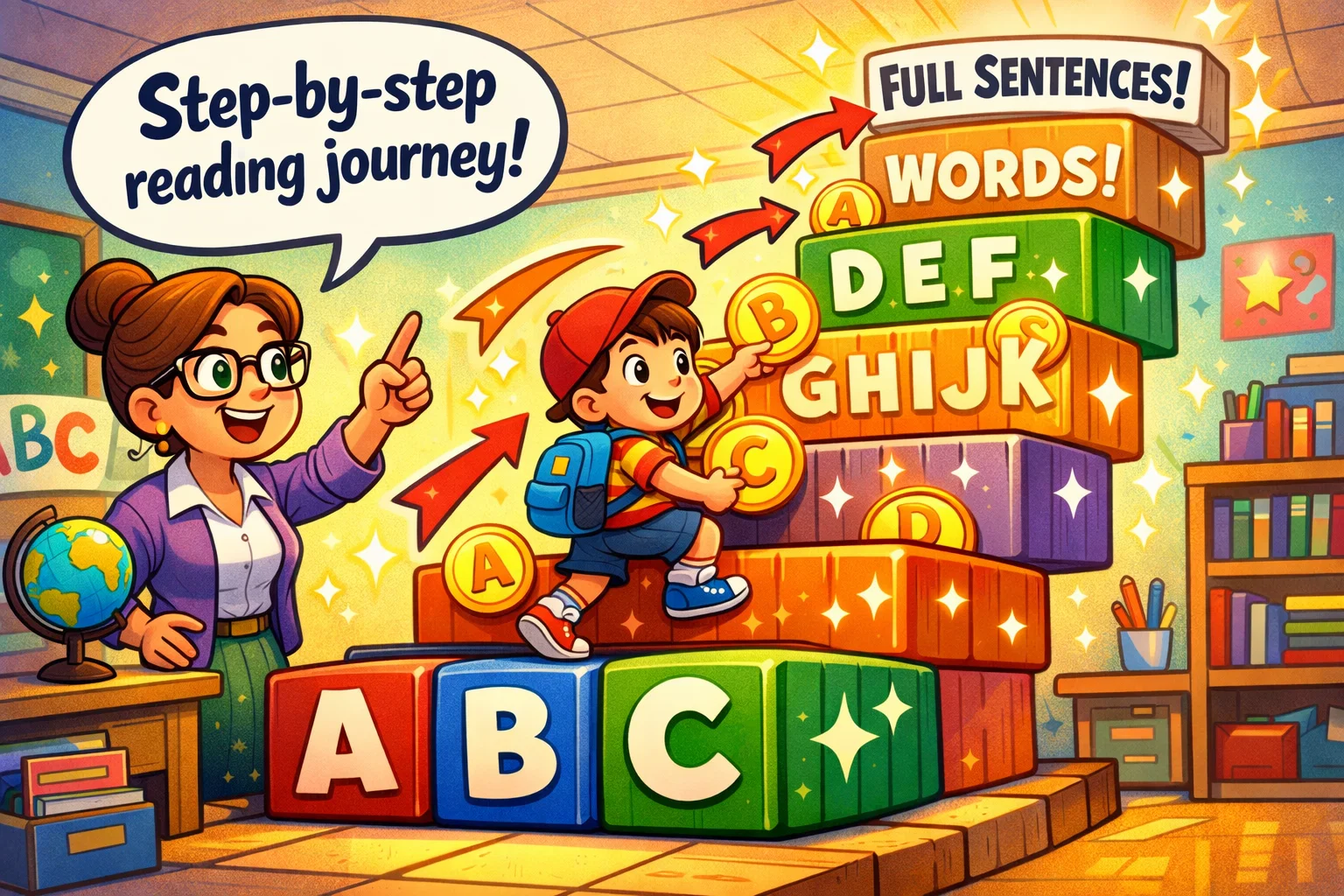 Phonics curriculum structure and progression model for children learning to read.
