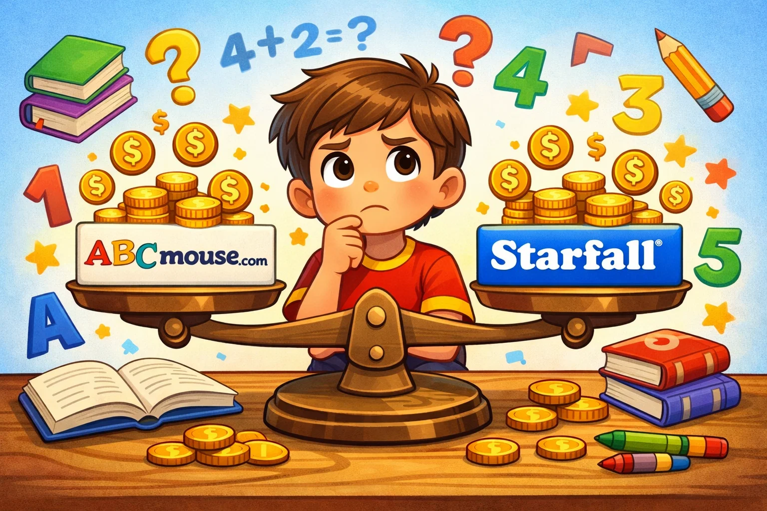 Price comparison of ABCmouse and Starfall apps, evaluating their value for early learning.
