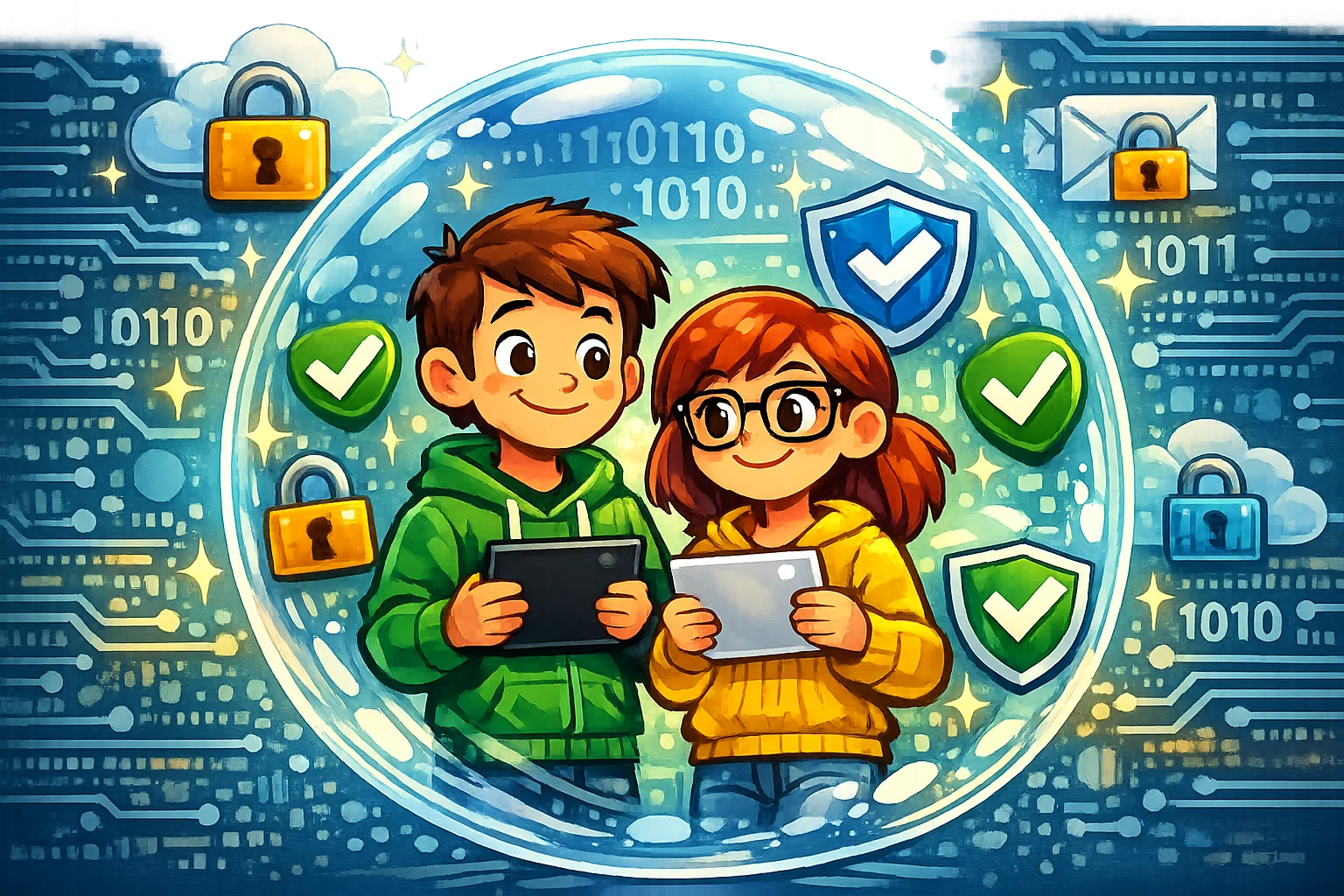  Privacy and data security of Epic and Lexia Core5 apps for kids, with secure symbols.
