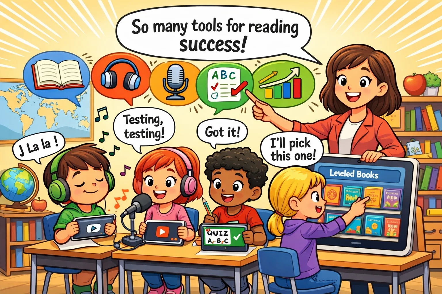  Raz Kids features useful for reading practice, quizzes, and student progress.
