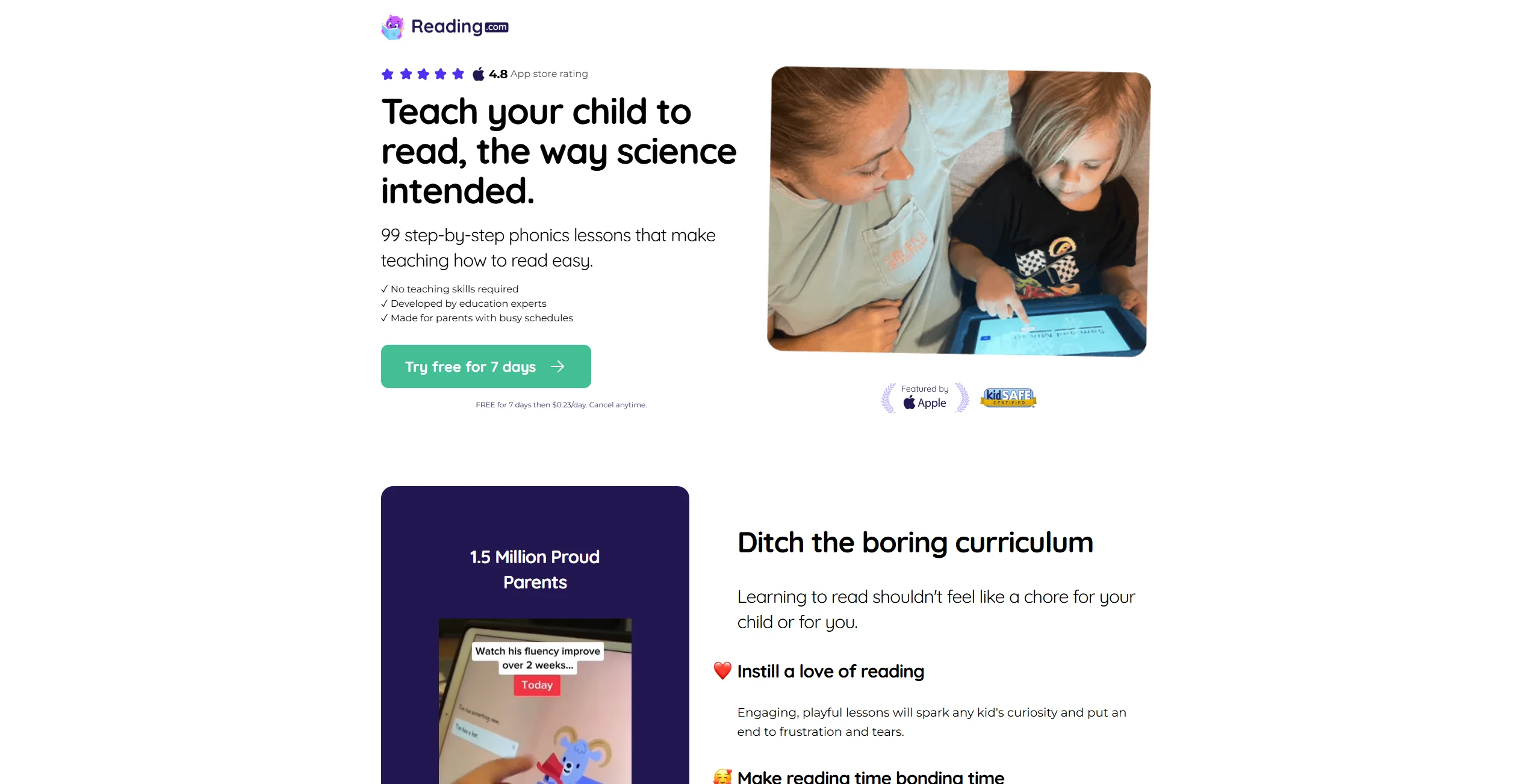 Reading.com Web screenshot. 