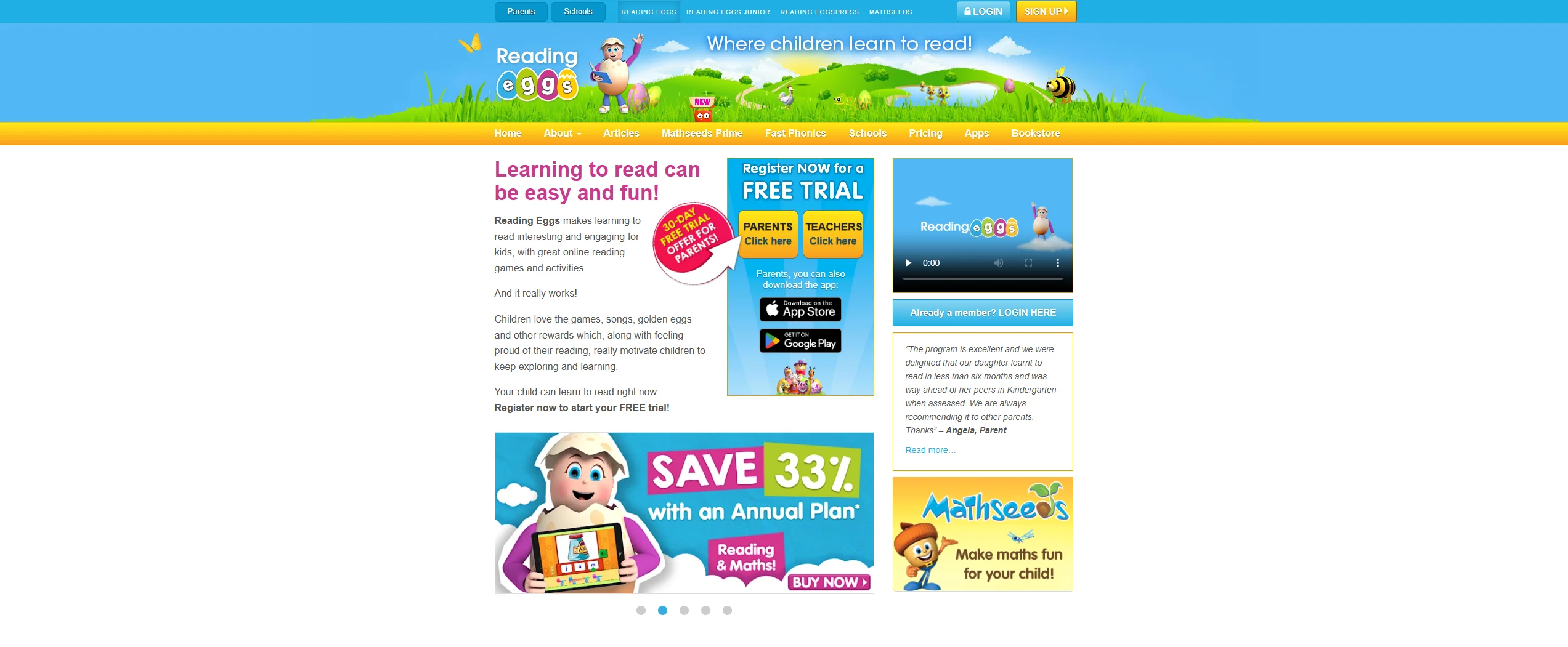 Reading Eggs App Screenshot.
