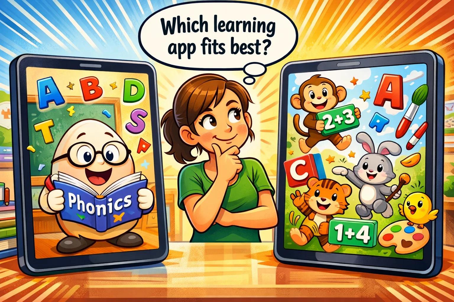 Reading Eggs vs Lingokids comparison 2026 showing phonics and game based learning apps for kids.