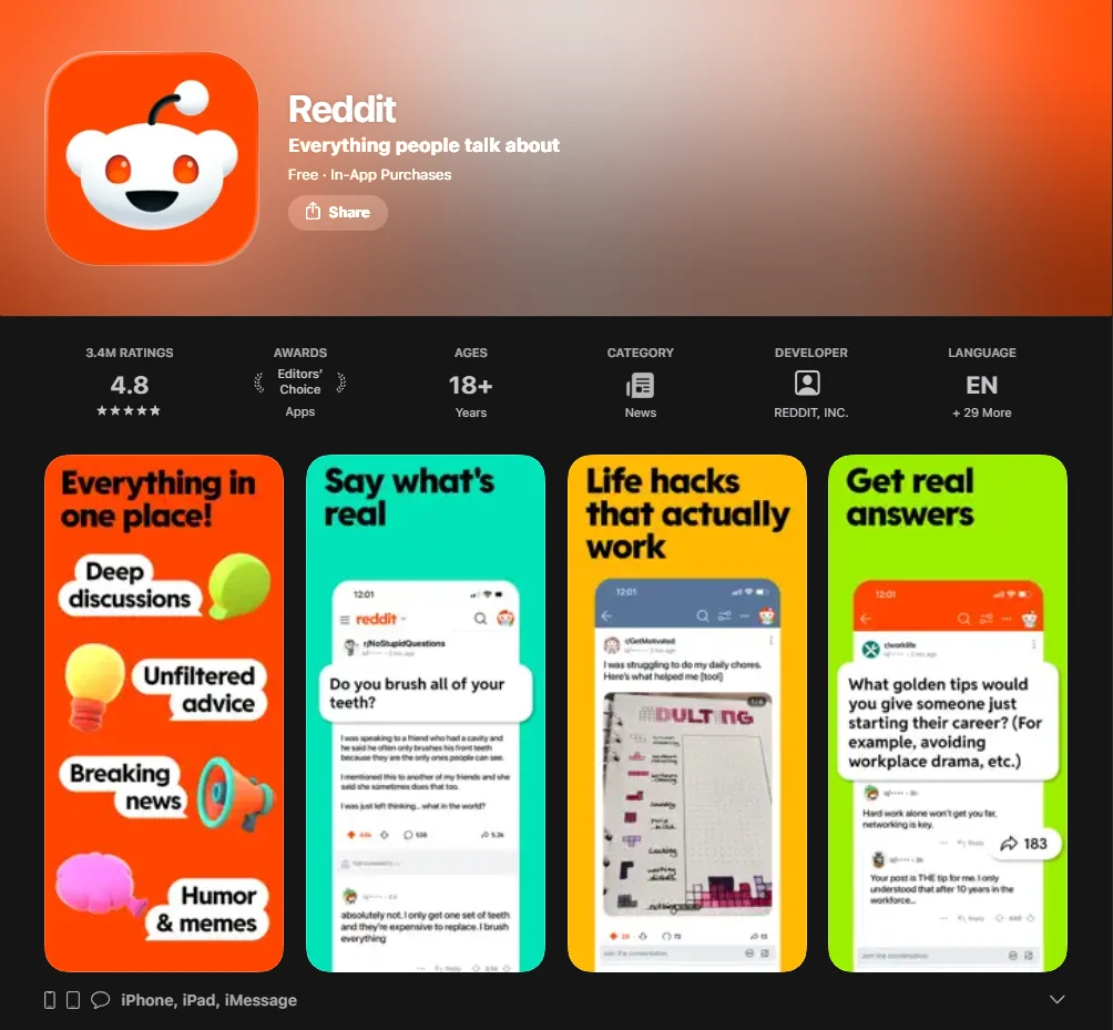 Screenshot of Reddit
