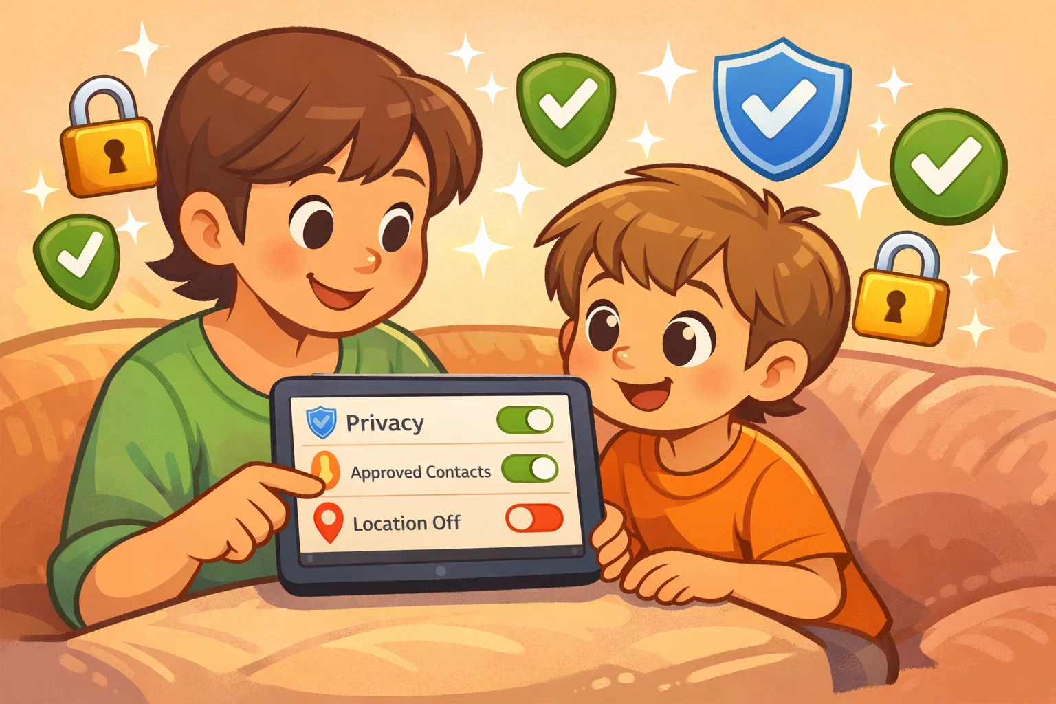  Safety measures messaging apps kids with parental controls and privacy settings enabled.
