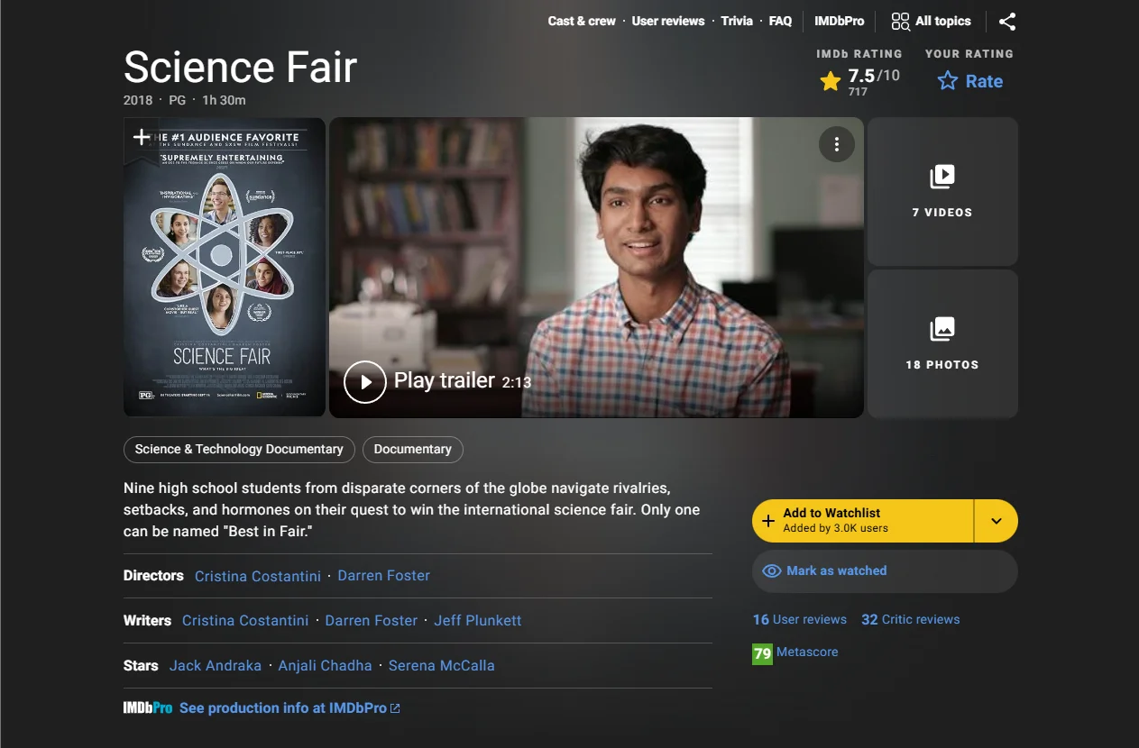 Science Fair Screenshot