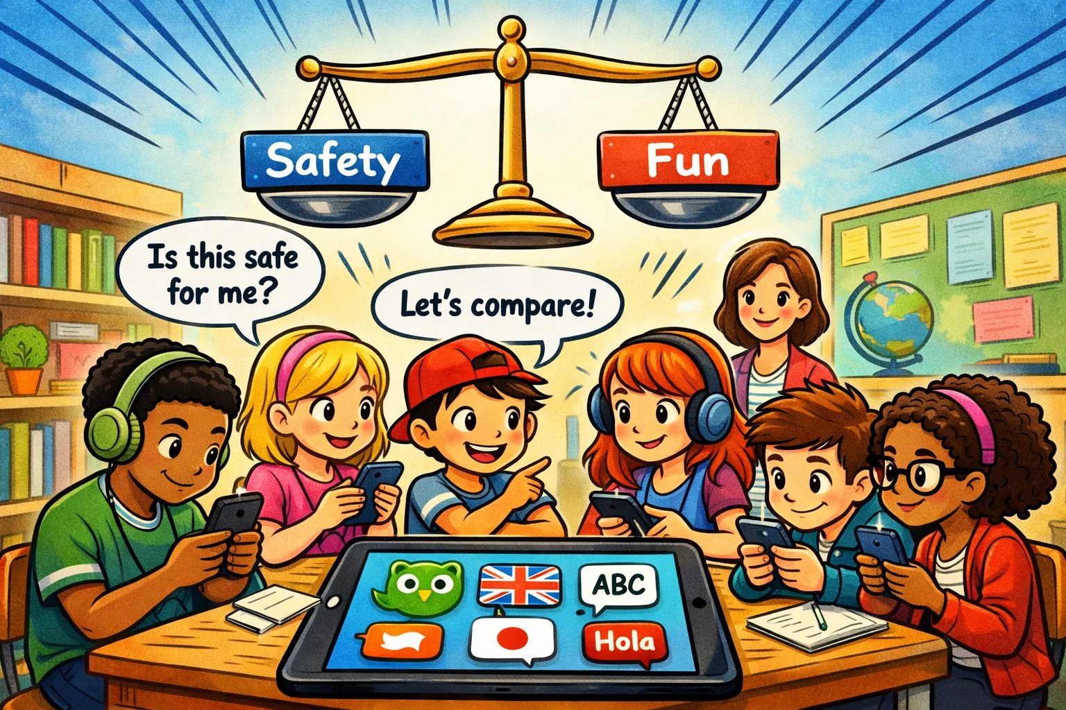 Kids and teens comparing similar apps like HelloTalk for safe language learning.