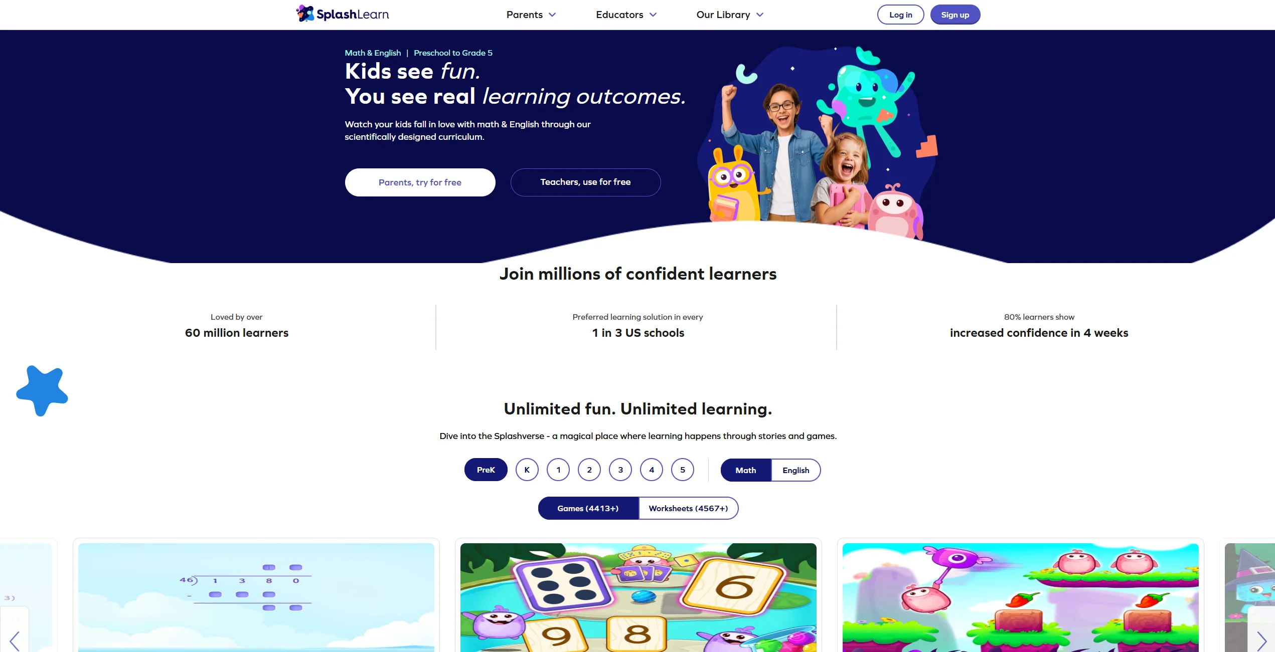 Screenshot of Splashlearn Web
